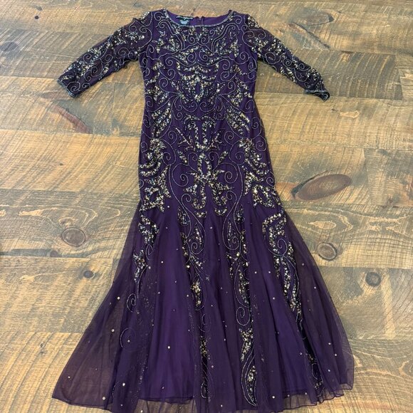 Embelished Gold and Purple Formal Dress - Picture 2 of 5